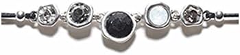 Amanda Blu Women's Antique Silver Crescendo Necklace Storm W/ Black Cord Gold Plated 16-18" L