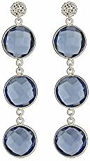 Blue Quartz Triple Round Earrings