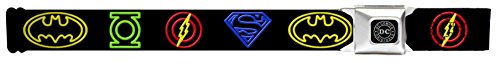 Justice League Electric Logos Black/multi Neon Seatbelt Belt