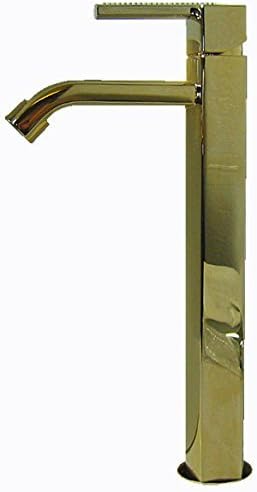 Extra Tall Tap 24 Carat Gold Nib With Original Swarovski Crystals Single-Lever Mixer Tap for Bathroom Sink/Wash Basin/Wash Bowl with Ceramic Cartridge and Flexible Connection Hose, Series AZETA Crystal