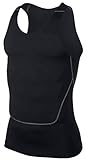 LANBAOSI Men's Breathable Sport Vest Sleeveless Compression Tank Top Black XX-Large