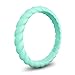 Enso Rings Stackable Braided Silicone Wedding Ring – Hypoallergenic Unisex Stackable Wedding Band – Comfortable Minimalist Band – 2.5mm Wide, .8mm Thick (Turquoise, Size 7)