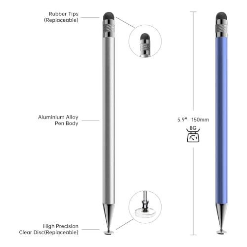 Bopomofo Stylus(5 Pcs),2-in-1 Stylus Pen for Touchscreen,Stylus Pen | Metal Barrel,Suitable for Apple(iPhone/ipad)/Nintendo Switch/Samsung/Google/Microsoft/Android Tablets Touch Screen Devices