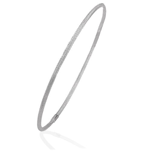 Citerna Women's 9 ct White Gold Diamond Cut Textured Bangle of 6.5 cm Diameter