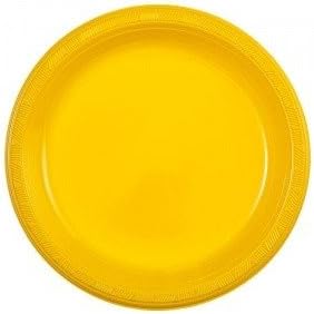 Round Plastic Plates 9", Sun Kissed Yellow, 10ct