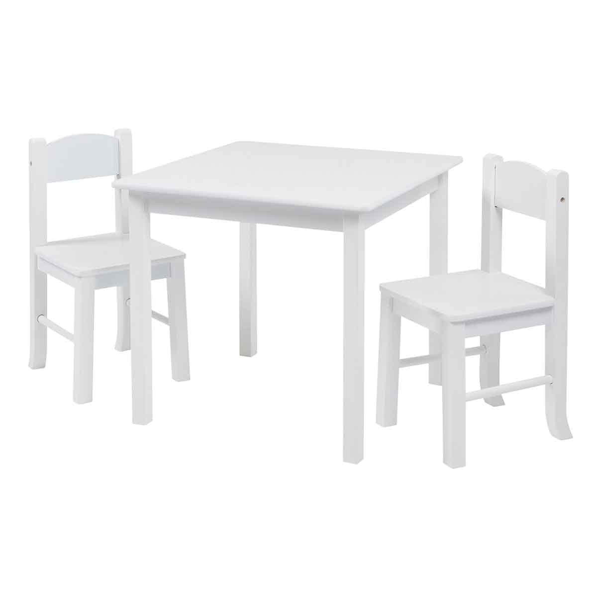 Liberty House Toys Children's White Wooden Table & 2 Chairs Set, Engineered Wood, 53.5cm H W x 60cm D