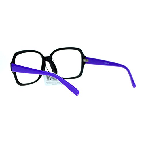 Nerd Eyewear Clear Lens Glasses Square Frame Hipster Eyeglasses Black Purple