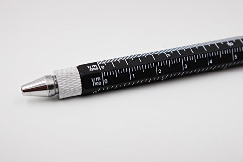 6 in 1 Multitool Pen with Gift Box - Includes 1 Ballpoint Pen, Universal Stylus Pen, Ruler,Flat and Phillips Screwdriver Bit, Level Gauge - The Perfect Multi-Function Gadge (Model B, 1PCS MATTE BLACK)