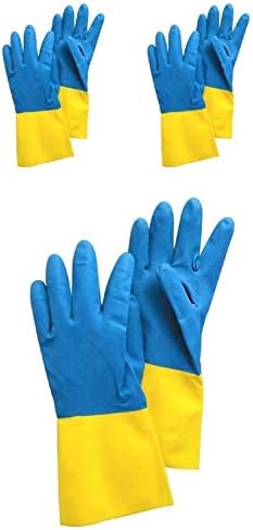 SAFEYURA Good Waterproof Cleaning Household Gloves for Kitchen, Dish Washing, Laundry (Large) - 3 Pairs