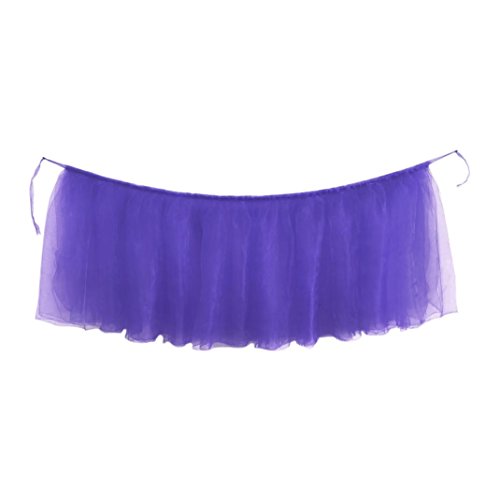 Tutu Table Skirt, Iuhan Fluffy Table Skirt Tulle Tableware Queen Wonderland Table Cloth Skirting Romantic for Party,Wedding,Birthday Party&Home Decoration,Table Skirting (K-Purple) - Thumbnail 2