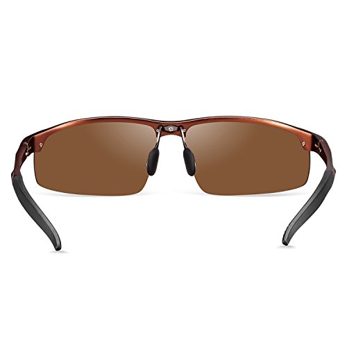 Polarized Sunglasses UV400 Protection Anti-reflective Lens Adjustable Black (Brown)