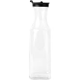 Square Plastic Pitcher with Black Lid, 54 oz - Case Pack of 12 - For Juice, Water, Iced Tea, and Buffet Beverage Service