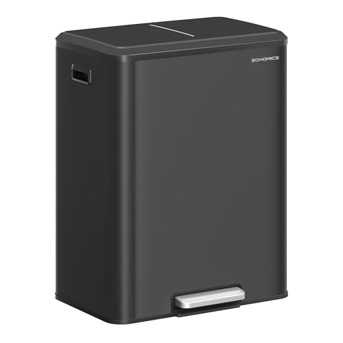 SONGMICS Mülleimer Küche, Mülltrennsystem 2 x 30 L, Stahl