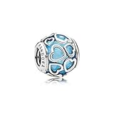 Pandora Encased in Love Silver Charm with Sky Blue Crystal 792036NBS