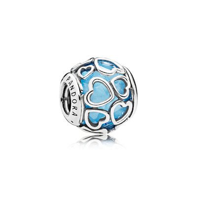 Pandora Encased in Love Silver Charm with Sky Blue Crystal 792036NBS