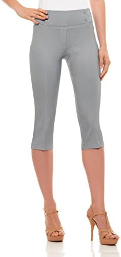 Velucci Womens Classic Fit Capri Pants - Pull On Style Capris with Detailed Design
