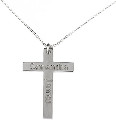 925 Sterling Silver Side Cross Name Necklace - Custom Made with 2 Names of Your Choosing!