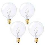 Simba Lighting Scentsy Wax Warmer Small Globe G16.5 Round Bulb 25W E12 Candelabra Base (4 Pack) for Chandelier, Ceiling Fan, Decorative Vanity Lights, Sconce, Clear Glass, 110V 120V, 2700K Warm White
