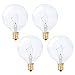 Simba Lighting Scentsy Wax Warmer Small Globe G16.5 Round Bulb 25W E12 Candelabra Base (4 Pack) for Chandelier, Ceiling Fan, Decorative Vanity Lights, Sconce, Clear Glass, 110V 120V, 2700K Warm White