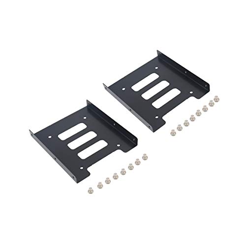 SSD Mounting Bracket, Tan QY 2 Pack 2.5" to 3.5" SSD HDD Hard Disk Drive Bays Holder Metal Mounting Bracket Adapter for PC(Bracket+Sata III Cale)