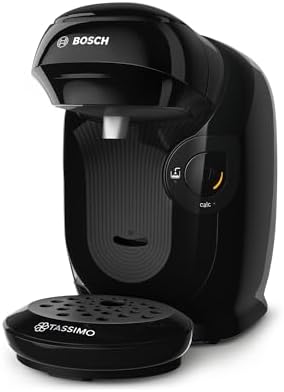 - Cafetera multibebida Tassimo Happy Friendly, Hasta 70 bebidas, OneTouch, Preparación individual, Diseño compacto, Intellibrew, Negro, TAS112E