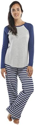 jijamas Incredibly Soft Pima Cotton Women’s Pajama Set The Soul Mate In Patriot Blue &amp; Heather Grey