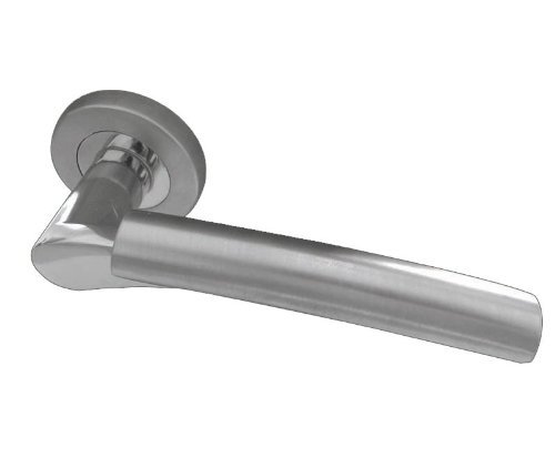 Capri Door Handle Lever on Rose Polished Chrome Satin Chrome