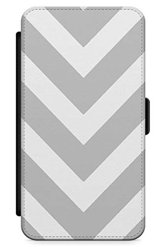 Case Warehouse iPhone XR Case, Classic Grey White Chevron Phone Case Premium Leather Flip Wallet Card Holder Slots | Fashion Herringbone Designer Pattern Art