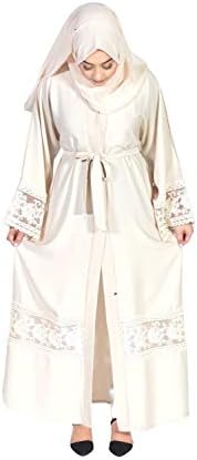 Hawaa Cream Lace Trim Abaya