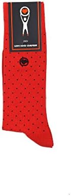 Biz Dots Red Men's groomsmen wedding organic cotton dress socks polka dots patterned - Love Sock Company
