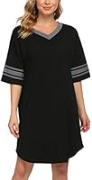 luxilooks Nightgown Short Sleeve Women's Night Shirts for Sleeping Cotton V-Neck Sleepshirt Loose Nightwear Comfy Sleepwear