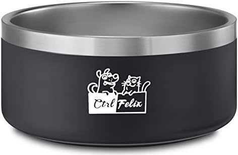 CtilFelix Dog Bowl Stainless Steel Dog Water Bowl Non-Slip Dog Food Bowls Large Portable Pet Feeder Bowls for Medium Large Dogs Cats Holds 64 Ounce Black