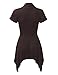 WT1120 Womens Cross V Neck Short Sleeve Empire Line Panel Tunic Top XL Brown