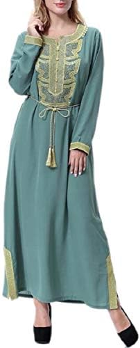 ShuangRun Women Long Sleeve Arabic Abaya Islamic Clothing Caftan Long Dress