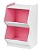 IRIS USA KSBS-2PNK 2 Tier Curved Edge Storage Shelf, 2 Shelves, White/Pink