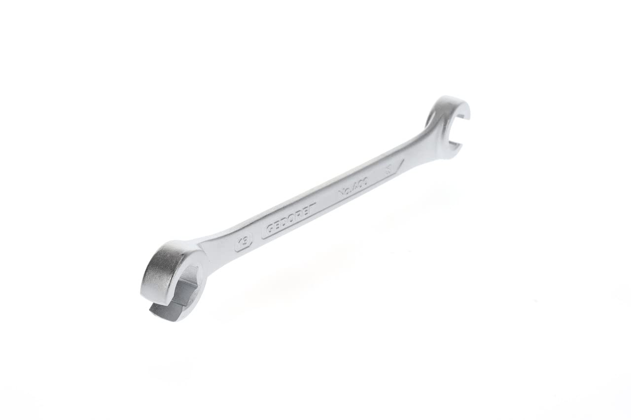 GEDORE Double-ended ring spanner open, AF 11+13 mm, 15° angled, Hex, For brake lines, Spanner, 400 11X13