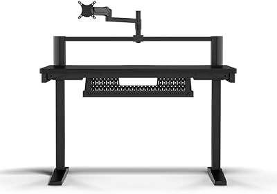 Platform:4 – 120 cm x 76 cm, Fester Höhe, Stehender Computer Home Office Gaming-Schreibtisch, Kabelmanagement, USB-Anschluss, Monitorarm Inbegriffen – Schwarz