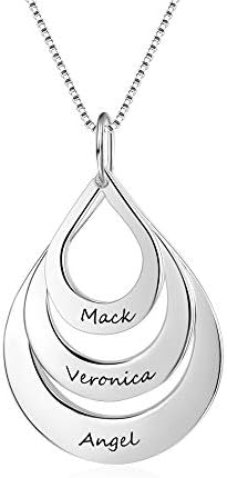 LanM Personalized Mothers Necklaces with 3 Names BFF Name Necklces for 3 Custom Family Name Necklaces for Moms