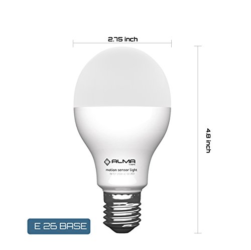 Motion Sensor Light Bulb 7W - Motion Activated LED Light Bulbs with Dusk to Dawn Motion Detector for Outdoor Indoor Front Door Porch Garage Hallway Stairs Wall Lighting - E26 Socket 6000K COOL White
