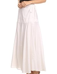 Falda larga ajustable bordada con corbata