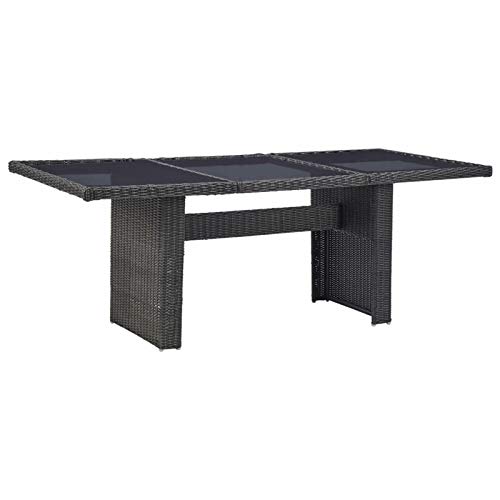 Tidyard 9-TLG. Garten Essgruppe Gartenmöbel Set Sitzgarnitur Glasplatte Tisch mit 8 Stühle Gartengarnitur Sitzgruppe Gartengruppe Rattan Set Poly Rattan Schwarz – Bild 7