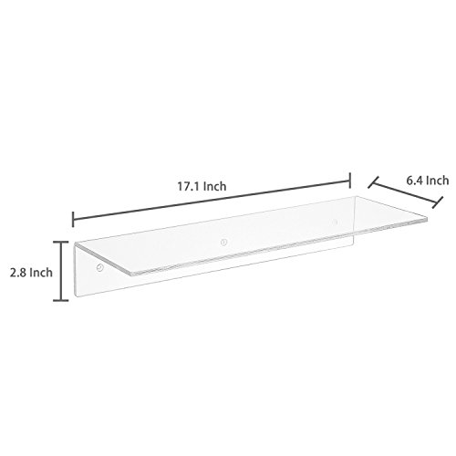 17 Inch Clear Acrylic Floating Shelves, Wall Mounted Modern Display Racks, Set of 3