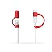 [3-Pack] FRTMA for Apple Pencil Cap / Apple Pencil Horn Cap Holder / Lightning Cable Adapter Tether for iPad Pro Pencil, Red