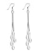 Hithop FB Sterling Silver Pin Teardrop Bead Dangling Drop Earrings