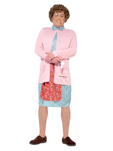 Smiffys Mrs Brown Padded Costume, Pink Dress, Cardigan, Wig, Glasses, Handkerchief & Mole, Officially Licensed Mrs Browns Boys Fancy Dress, Adult Dress Up Costumes Large
