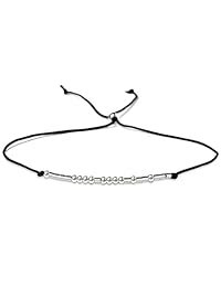 Pulsera de plata de ley con diseño de código Morse, para mujer