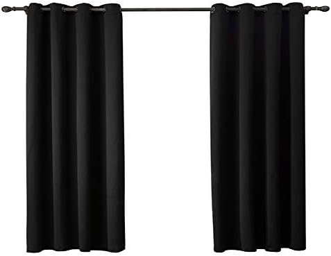 WINYY Black Curtain for Bedroom Grommets Top Semi Blackout Curtain Drape Living Room Doorway Noise Reducing Curtain Solid Thermal Insulated Window Treatment 39 Inch Wide 47 Inch Long 1 Panel