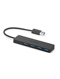 Anker 4-Port USB 3.0 Ultra Slim   Puerto de catos para MacBook, Mac Pro mini, iMac, Surface Pro, XPS, Notebook PC, pendrives, unidades de disco duro, móviles y más.