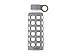 purifyou 40oz / 32oz / 22oz / 12oz Borosilicate Glass Water Bottle with Time & Volume Markers, Silicone Sleeve, Stainless Steel Lid | Reusable Glass Bottle for Water & Juice (32oz Pastel Gray)