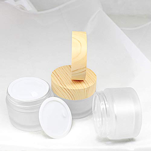 Gemice Glass Cosmetic Containers Empty Sample Jars with Leakproof Lids
